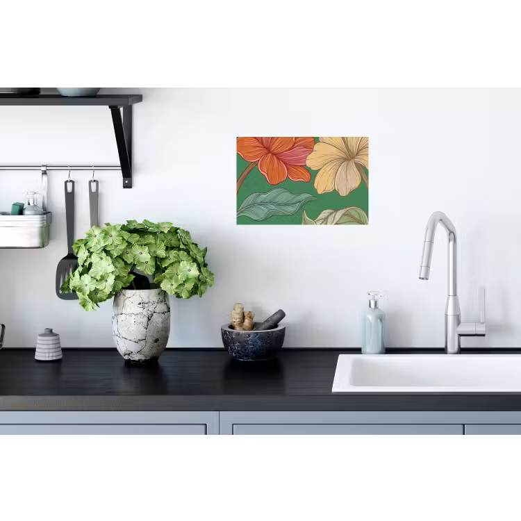 Wall Sticker - Flowers - Greenery - Illustration - Bloemen - Groen - Illustratie Muursticker klein