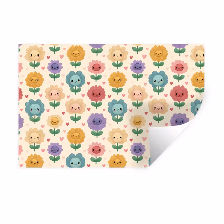 Bloemen - Hartjes - Kleurrijk Muursticker klein 286 -3d