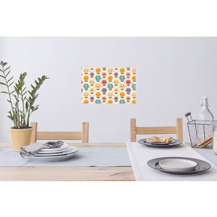 Bloemen - Hartjes - Kleurrijk Muursticker klein 286 -eettafel