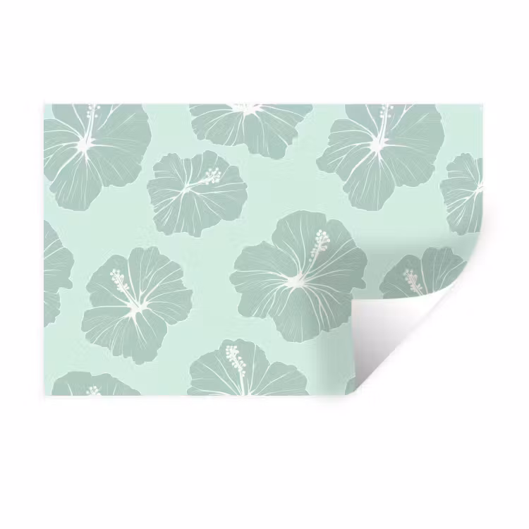 Bloemen - Hibiscus - Mint Muursticker klein 286 -3d