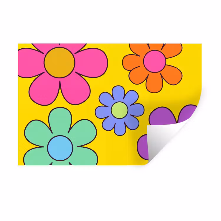 Bloemen - Illustratie - Kleurrijk Muursticker klein -3d
