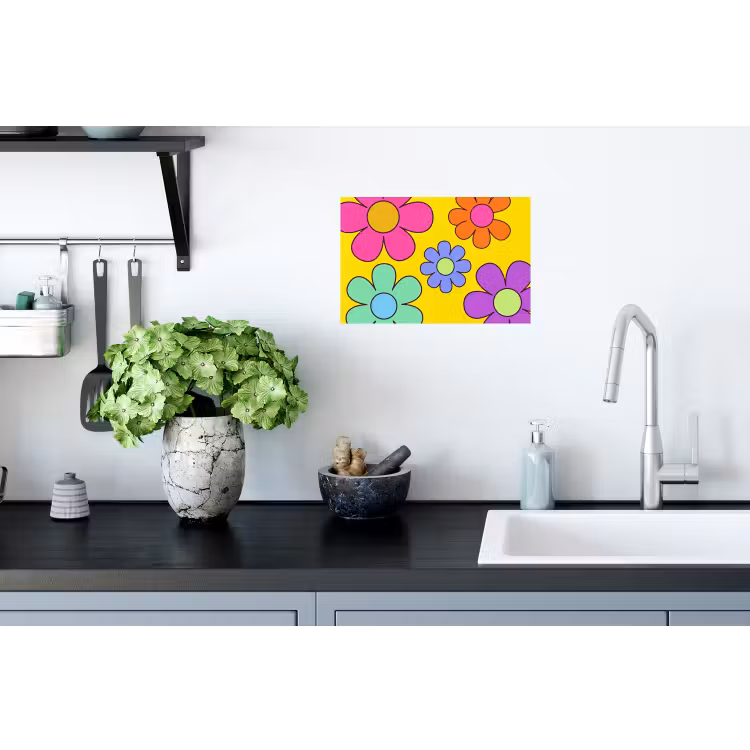 Bloemen - Illustratie - Kleurrijk Muursticker klein -keuken