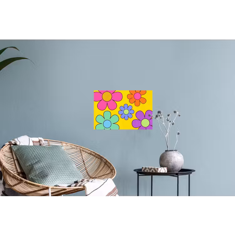 Bloemen - Illustratie - Kleurrijk Muursticker klein -plant
