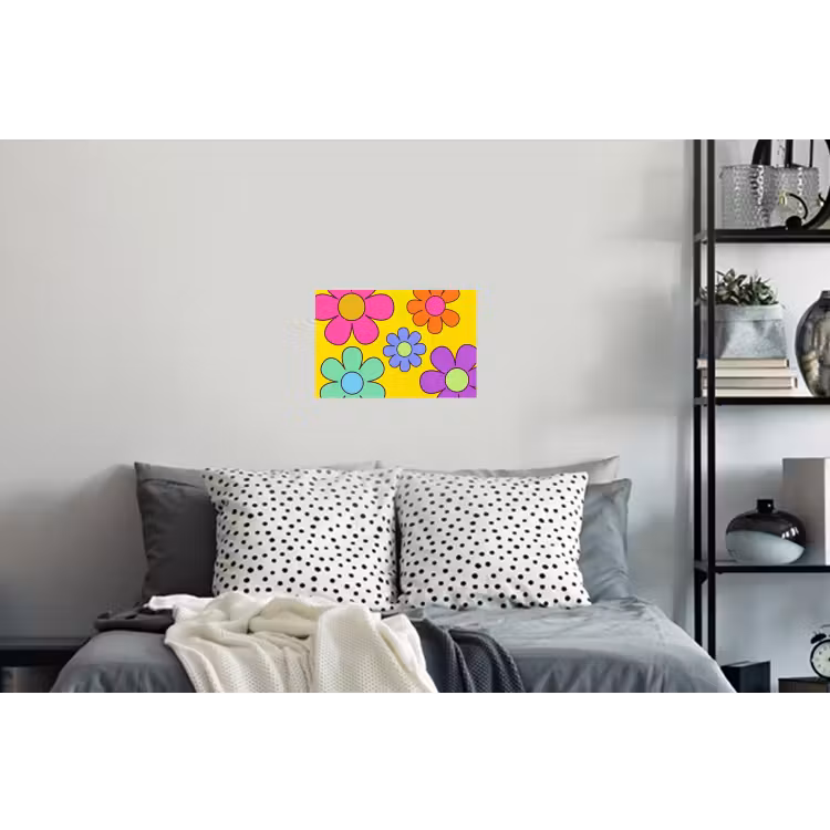 Bloemen - Illustratie - Kleurrijk Muursticker klein -slaapkamer
