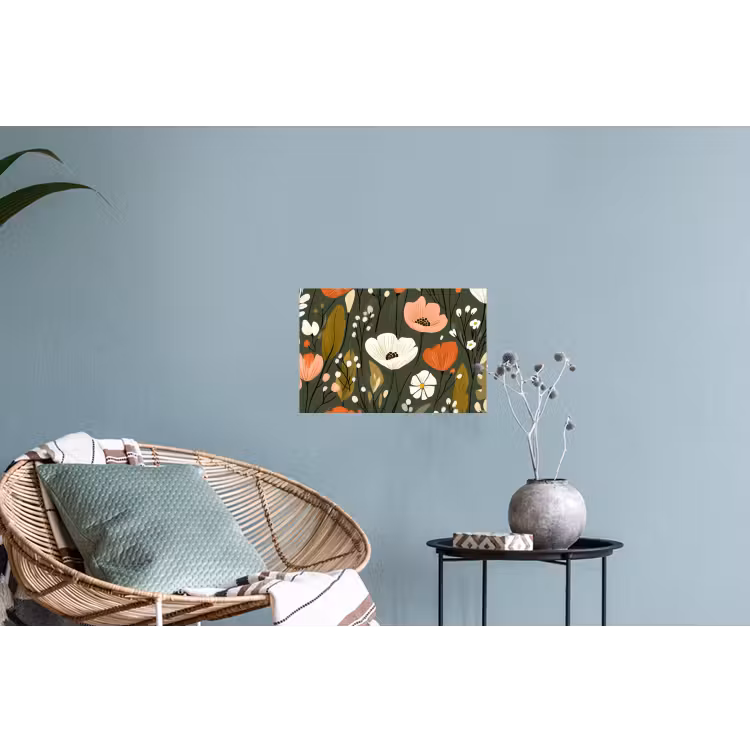 Bloemen - Illustratie - Groen Muursticker klein -plant