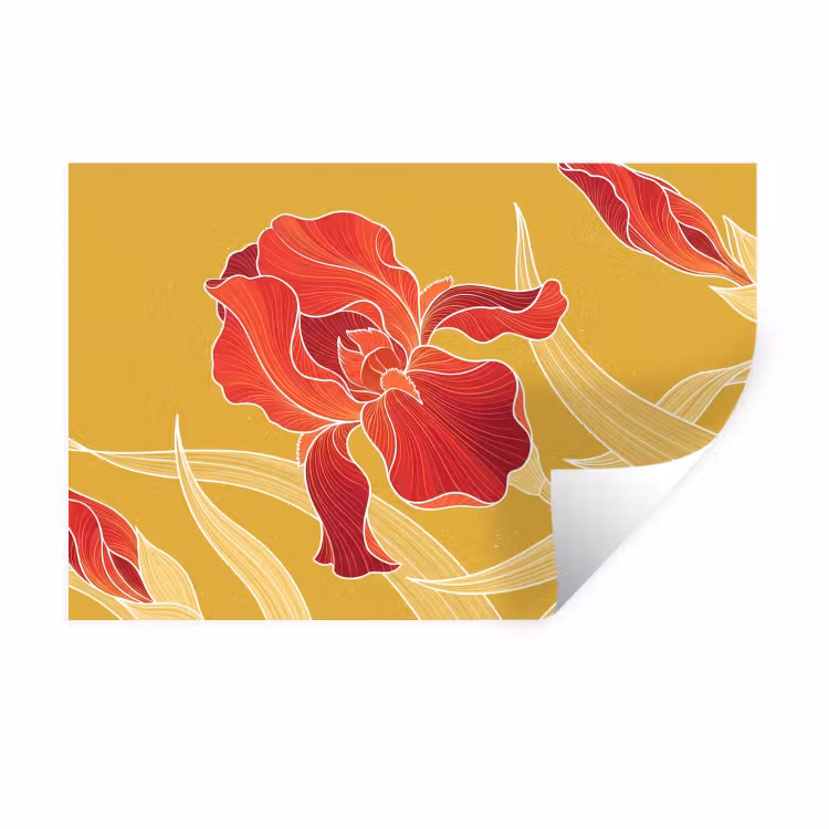 Wall Sticker - Flowers - Illustration - Red - Bloemen - Illustratie - Rood Muursticker klein