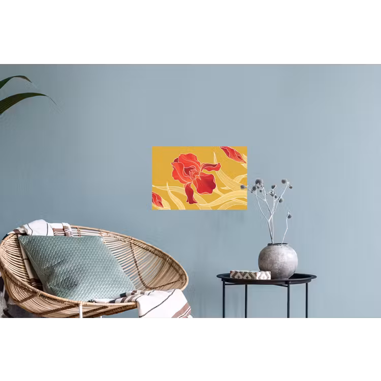 Wall Sticker - Flowers - Illustration - Red - Bloemen - Illustratie - Rood Muursticker klein
