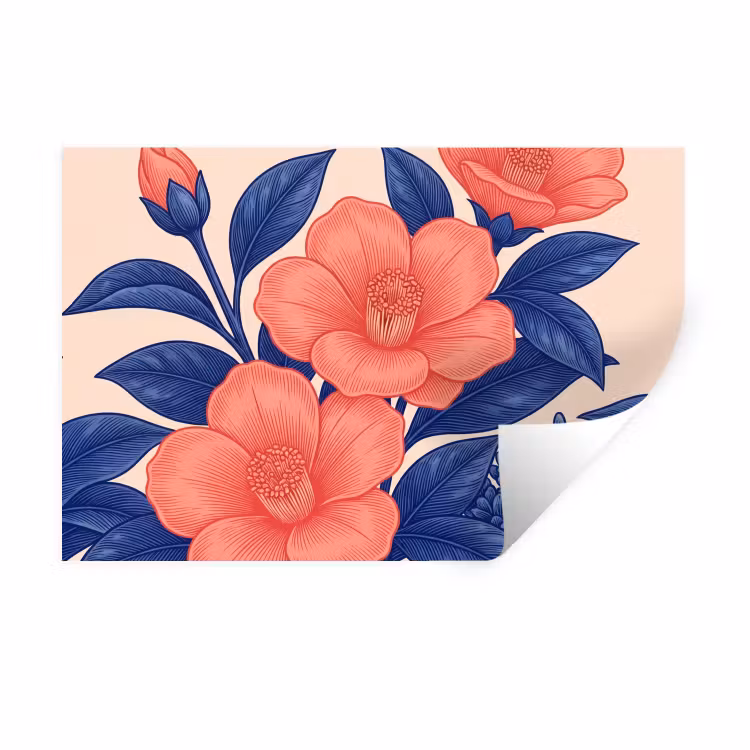 Wall Sticker - Flowers - Leaves - Botanical - Bloemen - Bladeren - Botanisch Muursticker klein