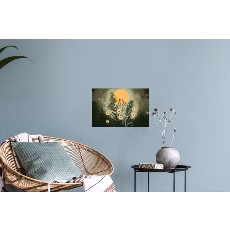 Bloemen - Bladeren - Zon - Groen Muursticker klein -plant