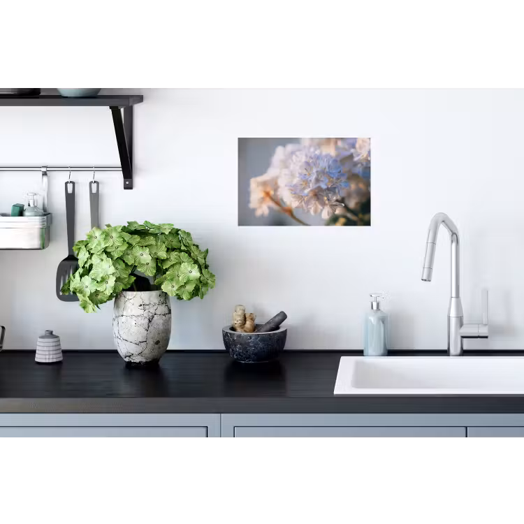 Bloemen - Lichtblauw - Wazig - Trosje Muursticker klein -keuken