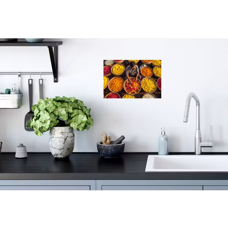 Wall Sticker - Flowers - Market - Colorful - Bloemen - Markt - Kleurrijk Muursticker klein