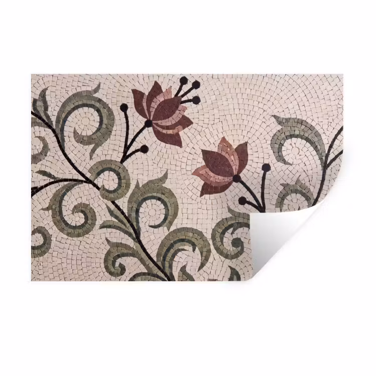 Bloemen - Mozaïek - Patroon - Abstract - Groen Muursticker klein -3d