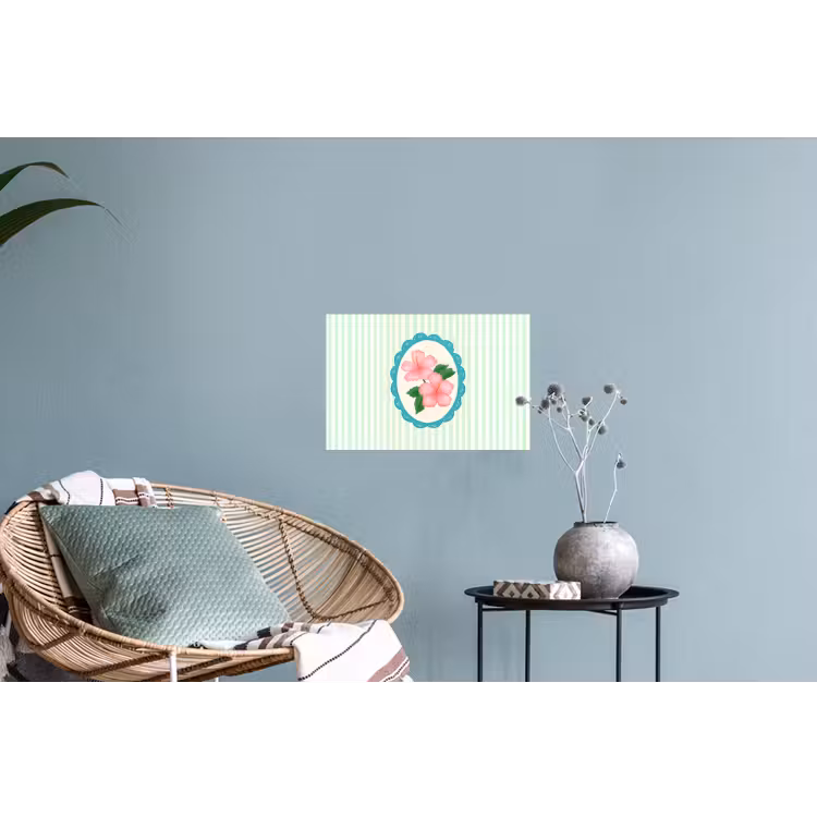 Bloemen - Ovaal - Strepen - Groen Muursticker klein -plant
