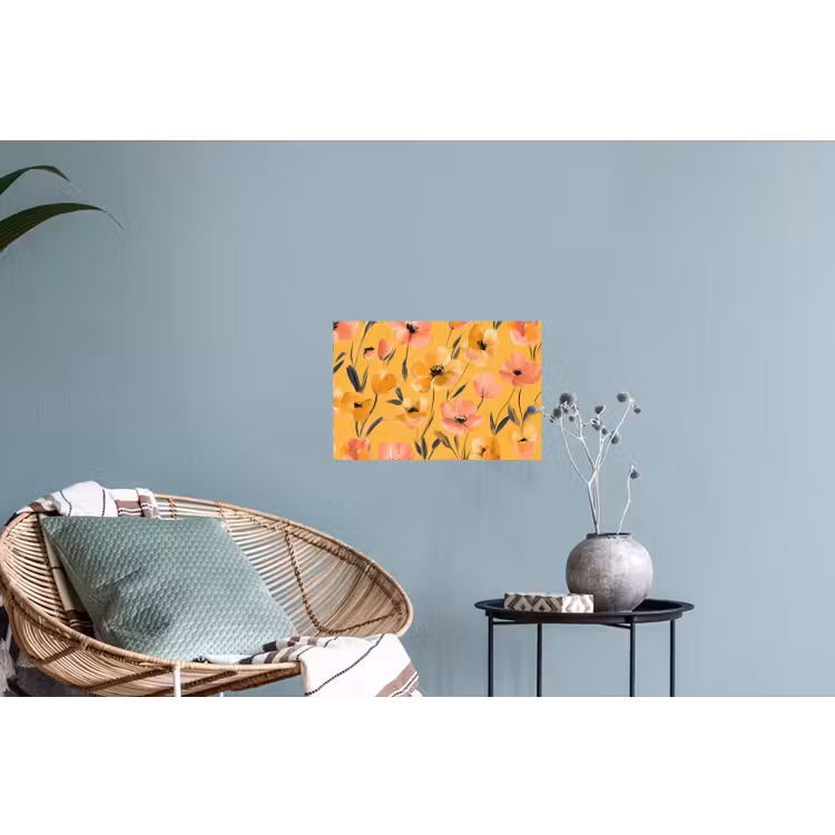 Bloemen - Geschilderd - Geel Muursticker klein -plant