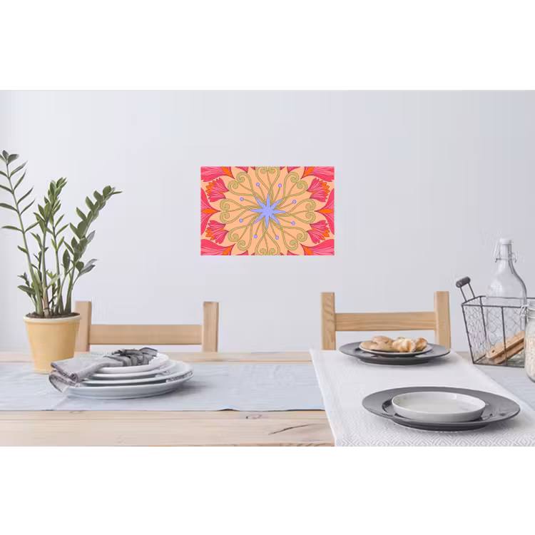 Bloemen - Patroon - Abstract - Roze - Decoratief Muursticker klein -eettafel