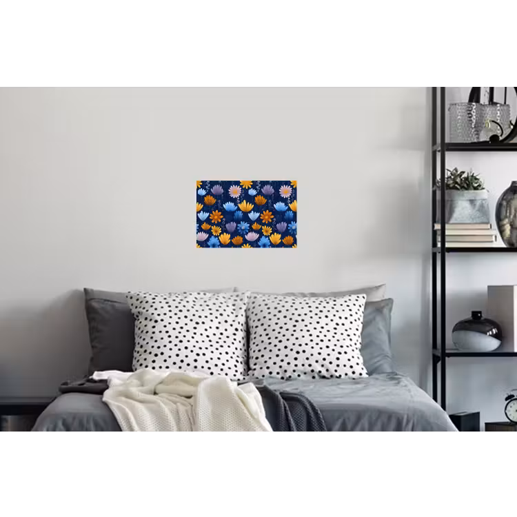 Bloemen - Patroon - Blauw - Contrast Muursticker klein -slaapkamer