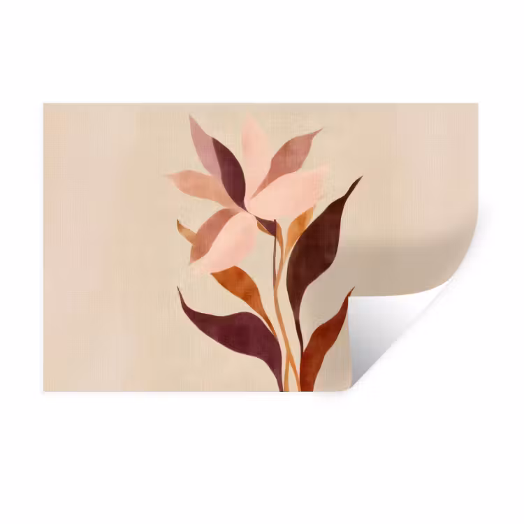Bloemen - Blaadjes - Minimalistisch - Roze Muursticker klein -3d