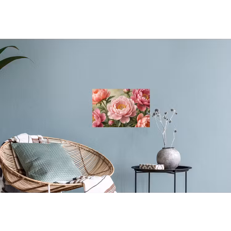 Bloemen - Roze - Klassiek - Gedetailleerd - Natuur Muursticker klein -plant