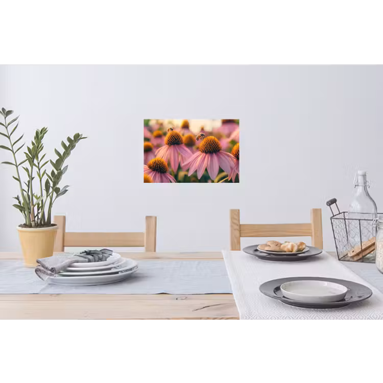 Bloemen - Paars - Bijen Muursticker klein -eettafel