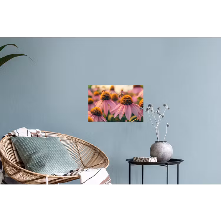 Bloemen - Paars - Bijen Muursticker klein -plant