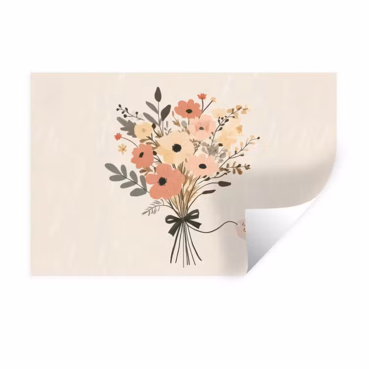 Bloemen - Quote - Beige - Lint Muursticker klein -3d