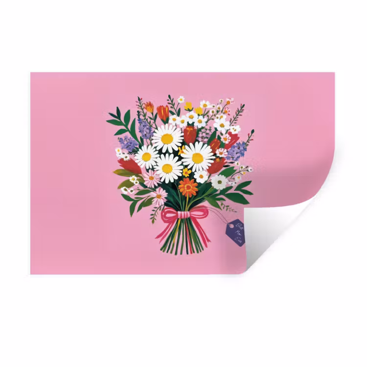 Bloemen - Quote - Kaartje - Kleurrijk Muursticker klein -3d