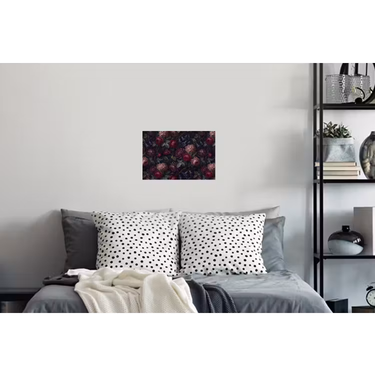 Bloemen - Rood - Klassiek - Donker - Patroon Muursticker klein -slaapkamer
