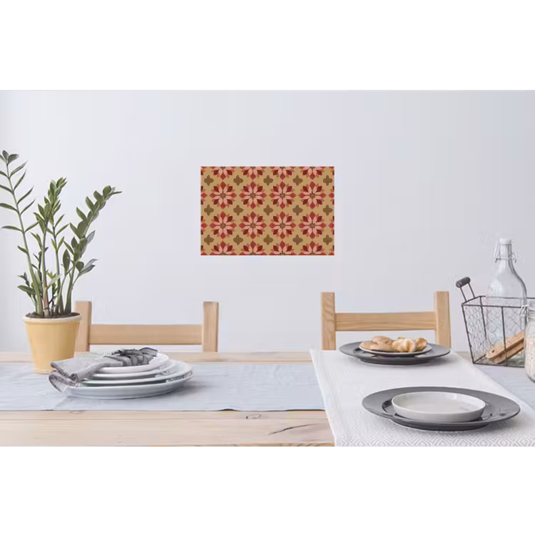 Bloemen - Retro - Groen Muursticker klein 286 -eettafel