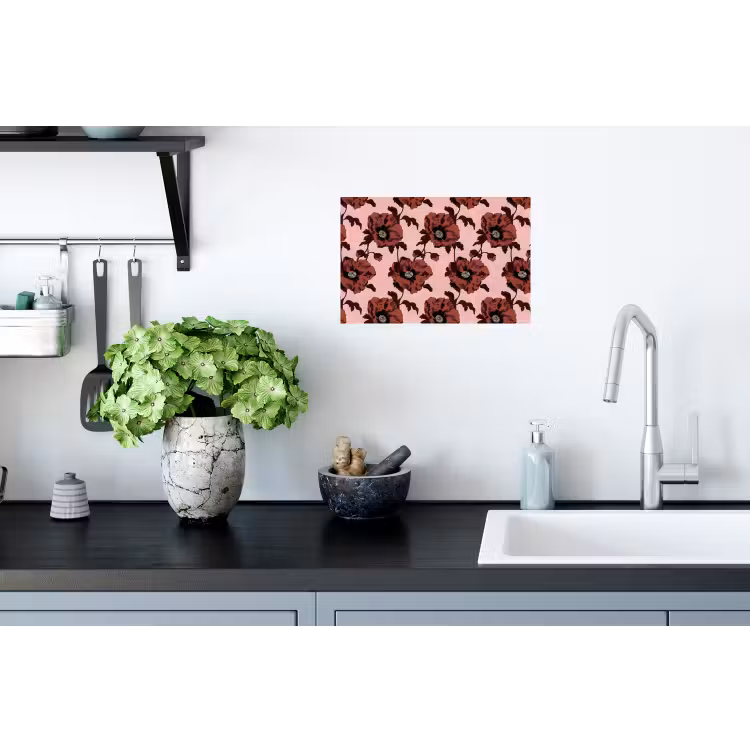 Bloemen - Retro - Rood Muursticker klein 286 -keuken