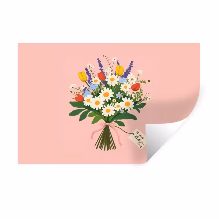 Bloemen - Lint - Kaartje Muursticker klein -3d