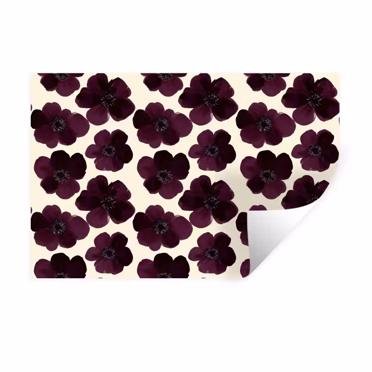 Bloemen - Aquarel - Paars Muursticker klein 286 -3d