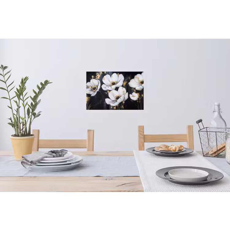 Bloemen - Wit - Abstract Muursticker klein -eettafel