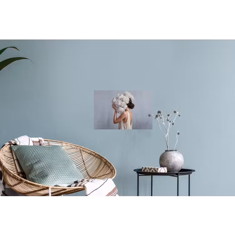 Bloemen - Vrouw - Wit Muursticker klein -plant