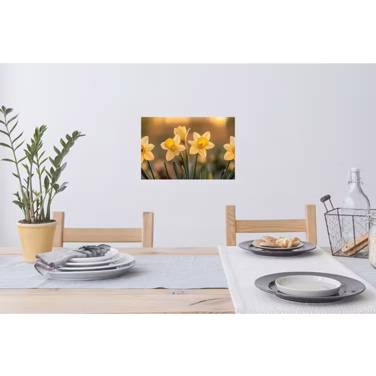 Bloemen - Geel - Wazig Muursticker klein -eettafel