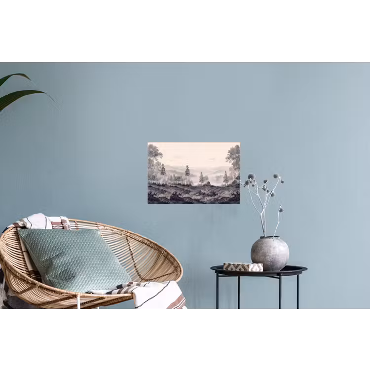 Mistig - Berglandschap - Illustratie Muursticker klein -plant