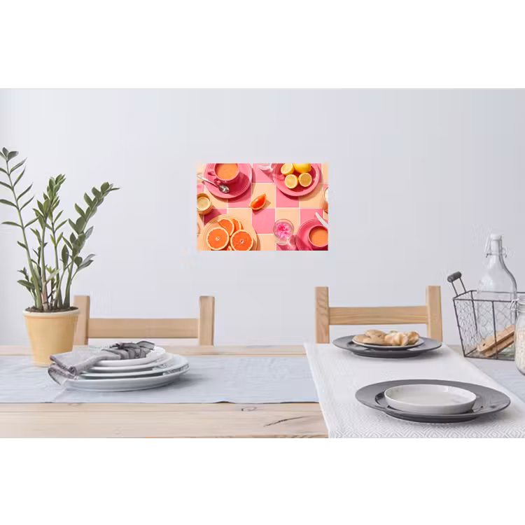 Eten - Citrusvruchten - Stillevens - Roze - Oranje Muursticker klein -eettafel
