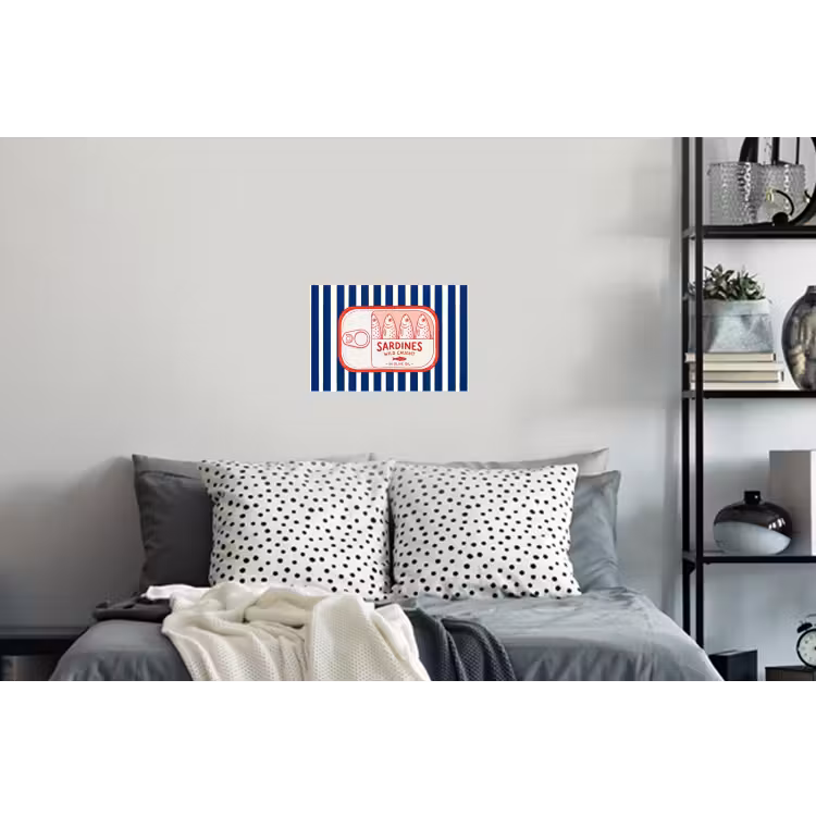 Eten - Vis - Blik - Illustratie - Rood Muursticker klein -slaapkamer