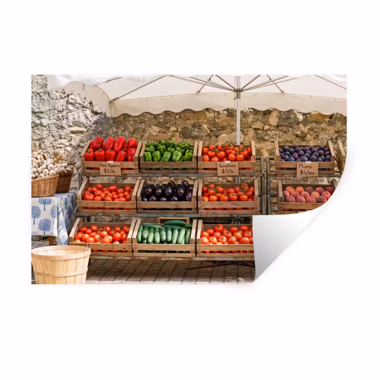 Wall Sticker - Food - Market - Fresh - Eten - Markt - Vers Muursticker klein
