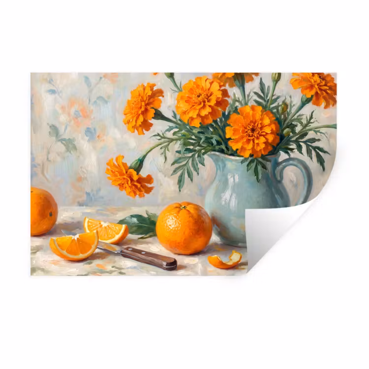 Wall Sticker - Food - Orange - Art - Eten - Oranje - Kunst Muursticker klein