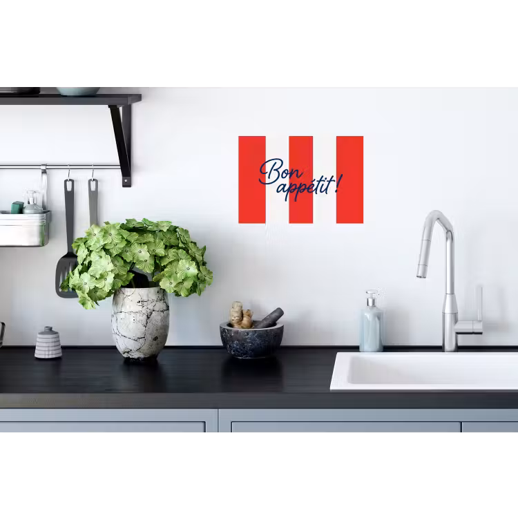 Eten - Spreuk - Keuken - Grafisch - Rood-Wit Muursticker klein -keuken