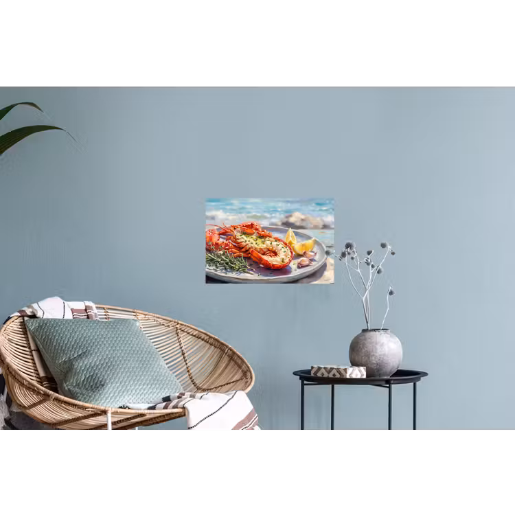 Eten - Zee - Kust - Modern - Blauw Muursticker klein -plant