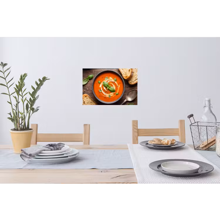 Eten - Soep - Basilicum - Rustiek - Rood Muursticker klein -eettafel