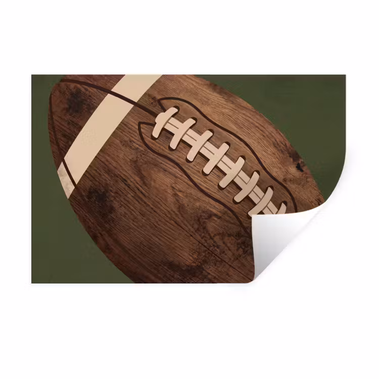Football - Hout - Sport - Groen Muursticker klein -3d
