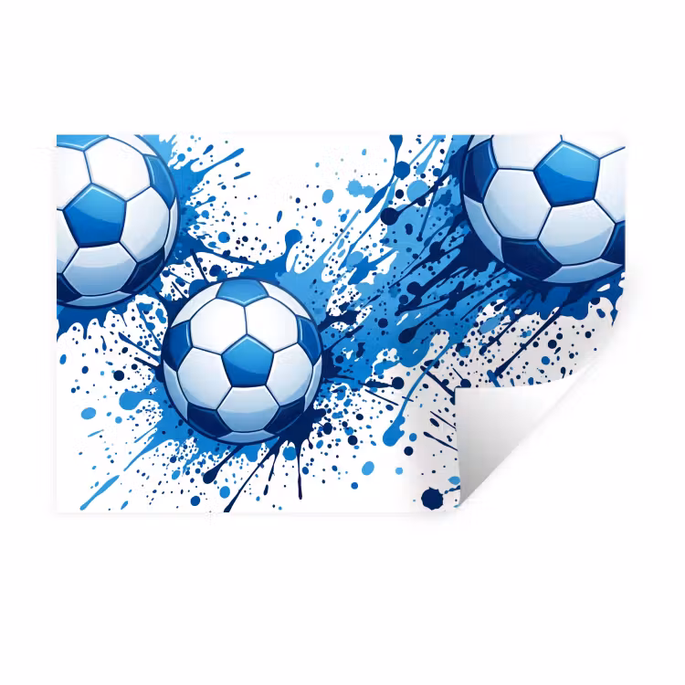 Voetballen - Verf - Sport - Blauw Muursticker klein -3d