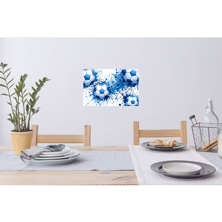 Voetballen - Verf - Sport - Blauw Muursticker klein -eettafel