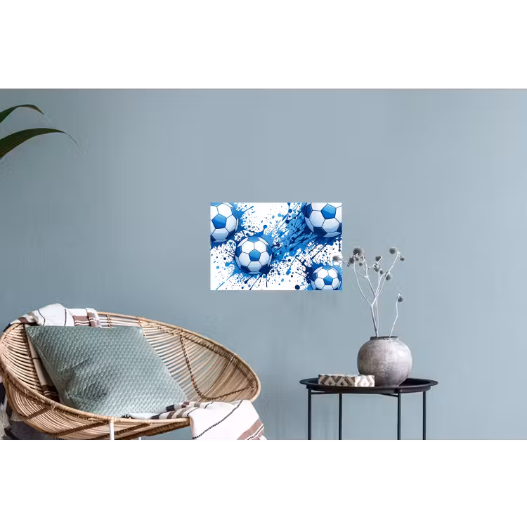 Voetballen - Verf - Sport - Blauw Muursticker klein -plant