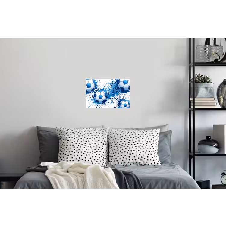 Voetballen - Verf - Sport - Blauw Muursticker klein -slaapkamer