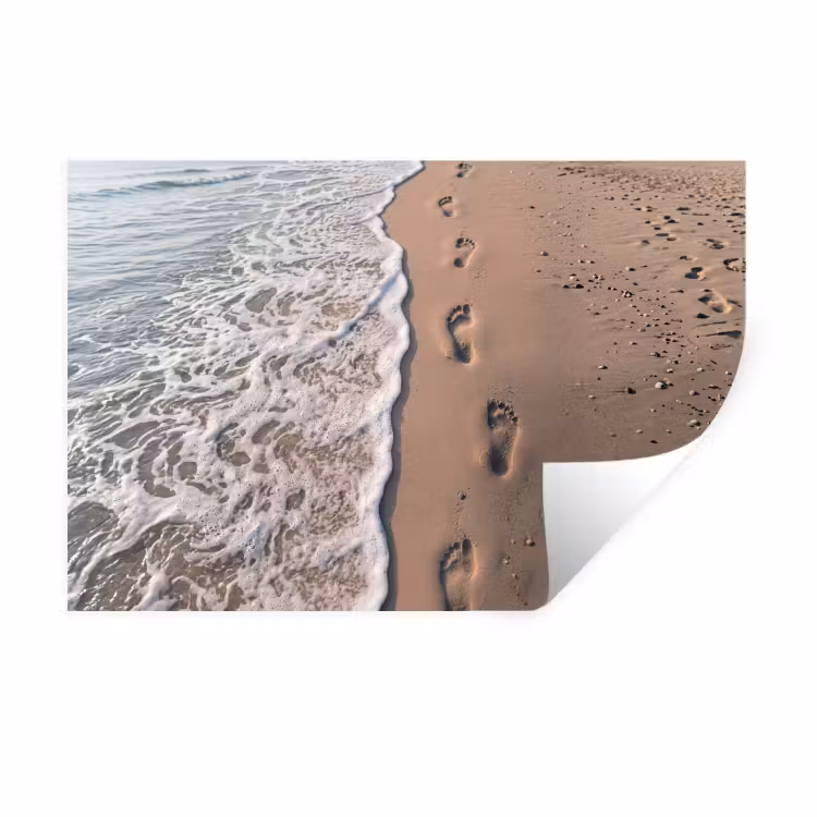 Voetstappen - Vloedlijn - Zee Muursticker klein -3d