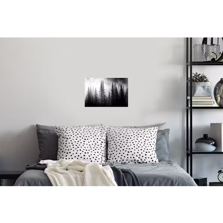 Bos - Mist - Winter - Monochroom - Natuur Muursticker klein -slaapkamer