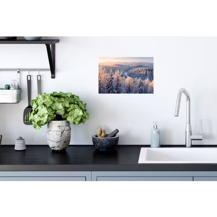 Bos - Bergen - Goud - Winter - Warm Muursticker klein -keuken